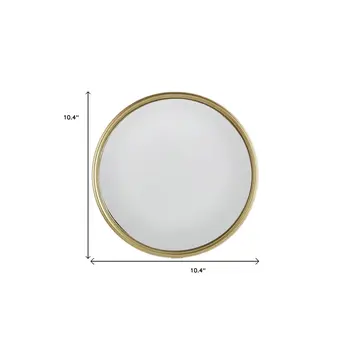 10" Gold Round Iron Textured Framed Accent Mirror