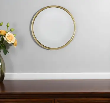 10" Gold Round Iron Textured Framed Accent Mirror