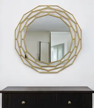 35" Gold Round Framed Accent Mirror