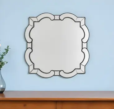 32" Clear Scalloped Glass Framed Accent Mirror