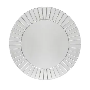 24" Clear Round Beveled Glass Framed Accent Mirror