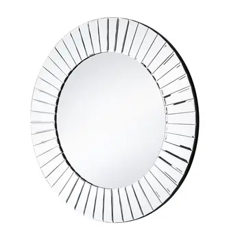 24" Clear Round Beveled Glass Framed Accent Mirror