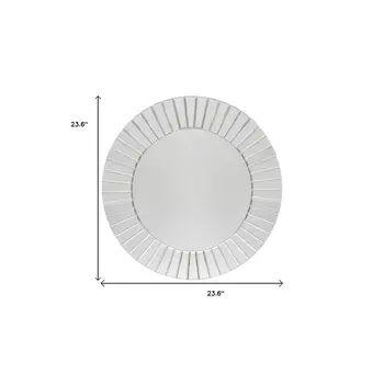 24" Clear Round Beveled Glass Framed Accent Mirror
