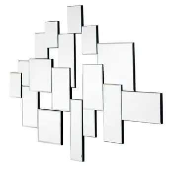 30" Clear Abstract Glass Contemporary Panels Unframed Accent Mirror