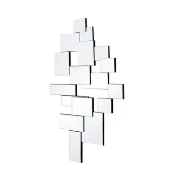 30" Clear Abstract Glass Contemporary Panels Unframed Accent Mirror