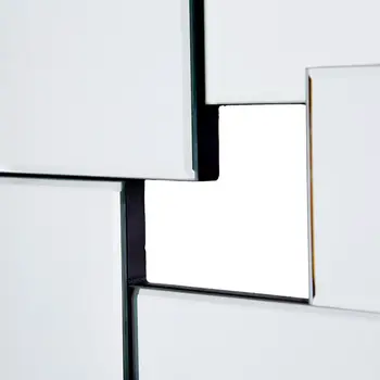 30" Clear Abstract Glass Contemporary Panels Unframed Accent Mirror