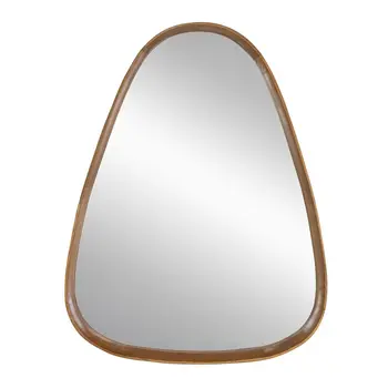 37" Brown Abstract Wood Framed Accent Mirror