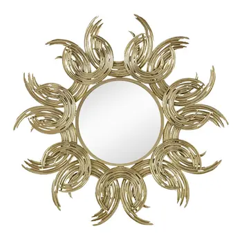 37" Gold Abstract Sunburst Iron Framed Accent Mirror
