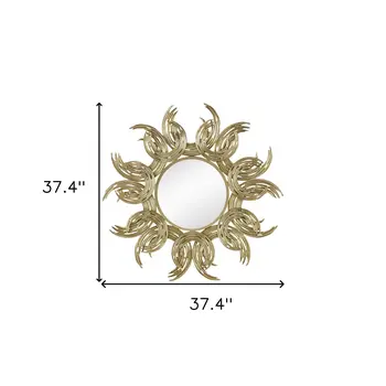 37" Gold Abstract Sunburst Iron Framed Accent Mirror