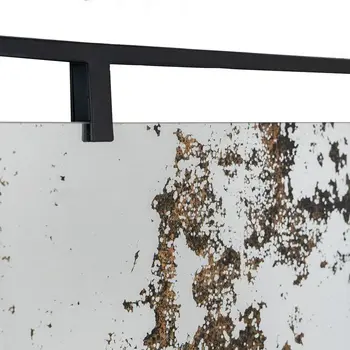 32" Black Iron Framed Antiqued Glass Accent Mirror
