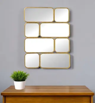 32" Gold Iron Framed Accent Mirror
