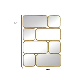 32" Gold Iron Framed Accent Mirror