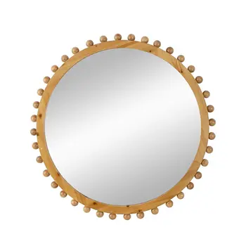 34" Brown Abstract Wood Framed Accent Mirror