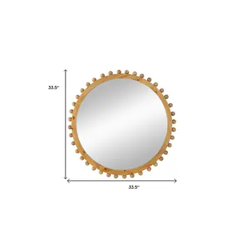 34" Brown Abstract Wood Framed Accent Mirror