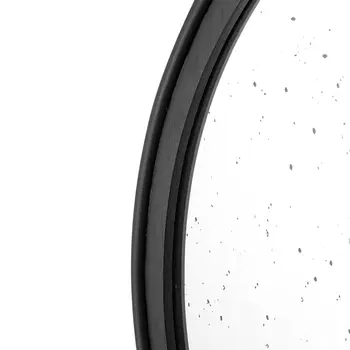 30" Black Crowned Top Antiqued Glass Round Framed Accent Mirror