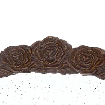30" Brown Crowned Top Antiqued Glass Framed Accent Mirror