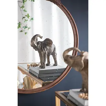 30" Brown Crowned Top Antiqued Glass Framed Accent Mirror