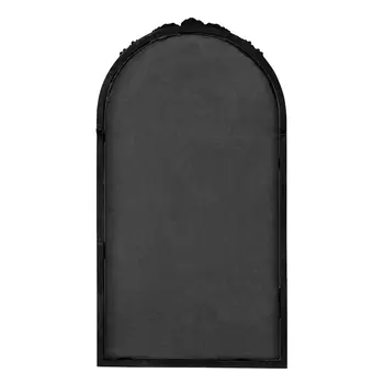 42" Black Crowned Top Antiqued Glass Arch Framed Accent Mirror