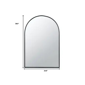 36" Black Arch Metal Framed Accent Mirror