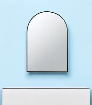 36" Black Arch Metal Framed Accent Mirror