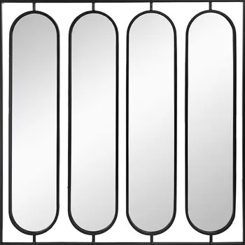 36" Black Square Iron Framed Accent Mirror