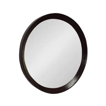 20" Dark Brown Round Wood Framed Accent Mirror