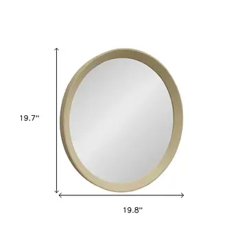 20" Cream Round Wood Framed Accent Mirror