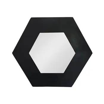 19" Black Hexagon Wood Framed Accent Mirror