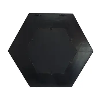 19" Black Hexagon Wood Framed Accent Mirror