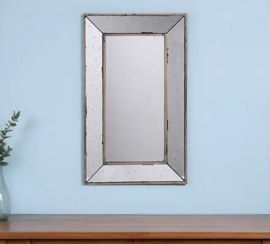 24" Silver Framed Antiqued Accent Mirror