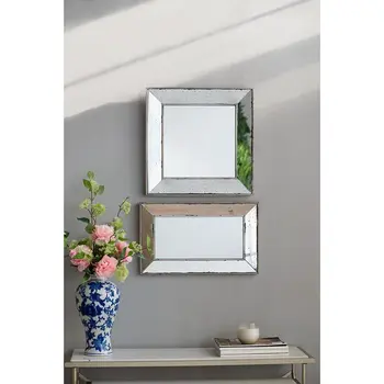 20" Silver Framed Antiqued Accent Mirror