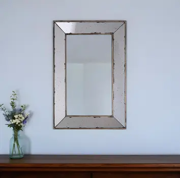 20" Silver Framed Antiqued Accent Mirror