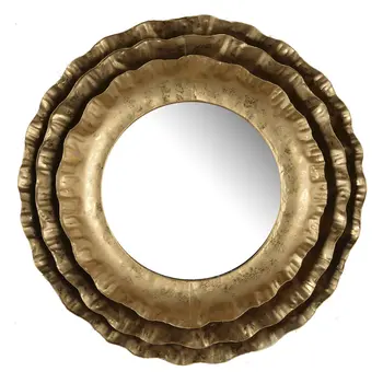 16" Gold Round Iron Framed Accent Mirror