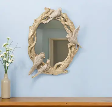 22" Gold Birds and Branches Resin Framed Accent Mirror