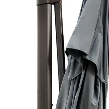 113" Dark Gray Polyester Rectangular Tilt Cantilever Patio Umbrella With Stand