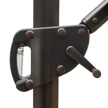 10' Dark Gray Polyester Square Tilt Cantilever Patio Umbrella With Stand