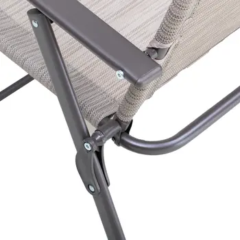 Set of Four 35" Brown Steel Sling Outdoor Folding Arm Chairs
