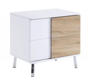 22" White High Gloss Manufactured Wood Rectangular End Table With Two Drawers