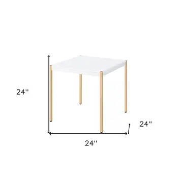 24" Gold And White Manufactured Wood Square End Table