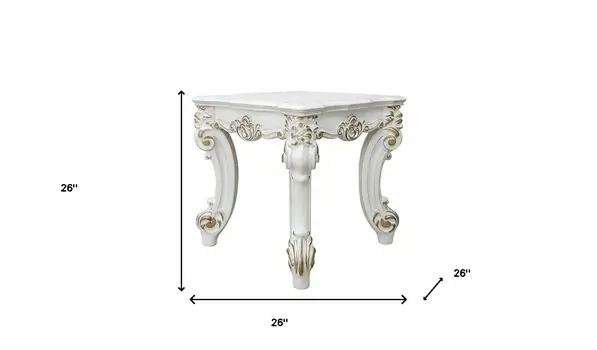 26" Antique Pearl Manufactured Wood Square End Table
