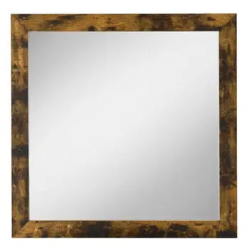 35" Brown And Black Square Wood Framed Mounted Dresser Mirror