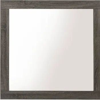 35" Square Wood Framed Mounted Dresser Mirror