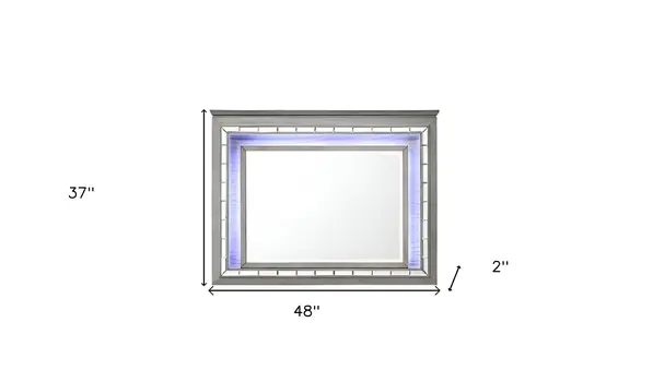 37" Gray Lighted Wood Framed Mounted Dresser Mirror