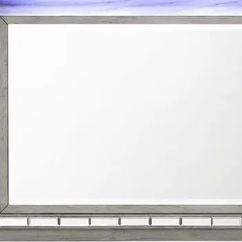 37" Gray Lighted Wood Framed Mounted Dresser Mirror