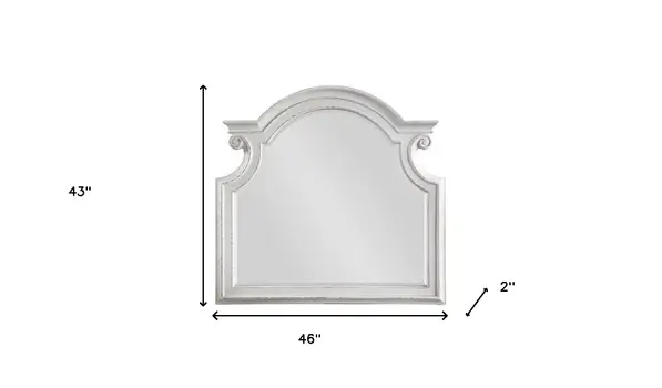 43" White Abstract Wood Framed Mounted Dresser Mirror