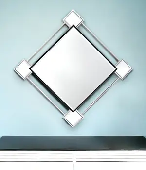 45" Gray And Black Abstract Metal Framed Accent Mirror