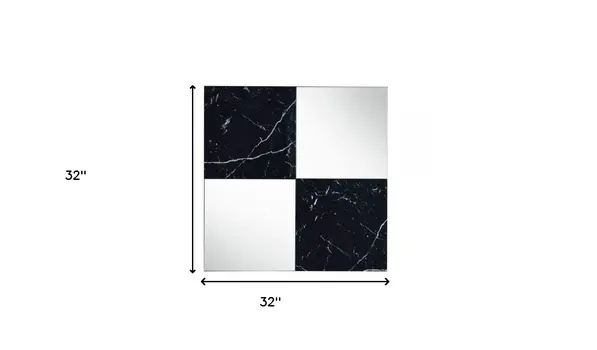 32" Black And Gray Square Wood composite Framed Accent Mirror
