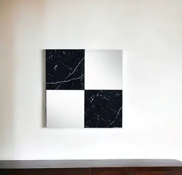 32" Black And Gray Square Wood composite Framed Accent Mirror