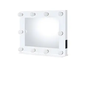 26" White Metal Framed Mounted Accent Mirror