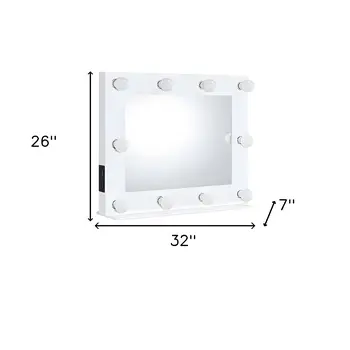 26" White Metal Framed Mounted Accent Mirror